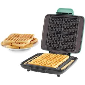 DASH No-Drip Waffle Maker: Waffle Iron 1200W + Waffle Maker Machine For Waffles, Hash Browns, or Any Breakfast, Lunch, & Snacks with Easy Clean, Non-Stick + Mess Free Sides - Aqua