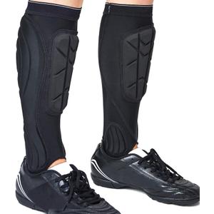 Soccer Shin Guards, Soccer Protective Gear with Calf and Ankle Pads, Shin Guard Pads for Youth and Adult (Small, Black)