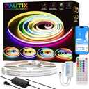 PAUTIX RGB Smart IC COB LED Strip Light Addressable 32.8ft/10m,UL-Listed 24V Color Flowing Strip Light Multicolor Flexible Tape Lights with APP Control/Music Mode,for TV,Bedroom,Party DIY Decoration