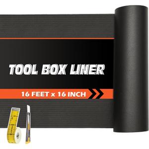 Professional Grade Tool Box Liner, Tool Box Drawer Liner 16 Ft X 23.6" | Black Toolbox Liner,PVC Toolbox Drawer Liners, Shelf Liner Non Slip Mat, Thick Foam Cabinet Liner, 23.6"W x 196.9"L
