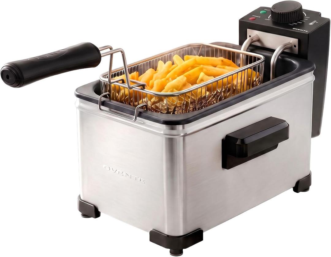 OVENTE Electric Deep Fryer, 2L Capacity, 1500W, Silver FDM2201BR