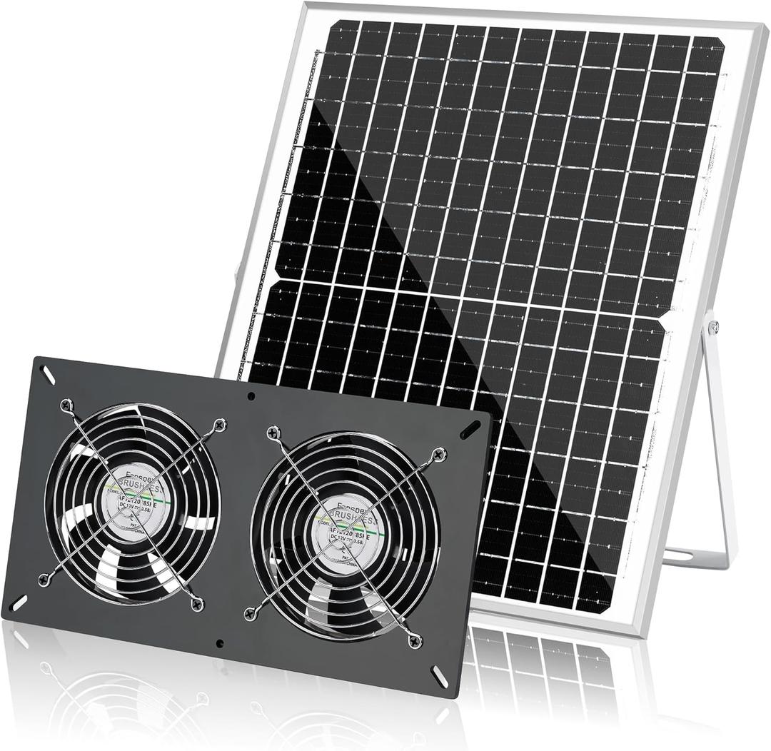 Solar 2 Fan Kit, 25W Waterproofed Solar Powered Fans for Outdoor Chicken Coop, Greenhouse & Shed Intake or Exhaust Air Solar 2 Fan Kit, 25W Waterproofed Solar Powered Fans for Outdoor Chicken Coop, Greenhouse & Shed Intake or Exhaust Air