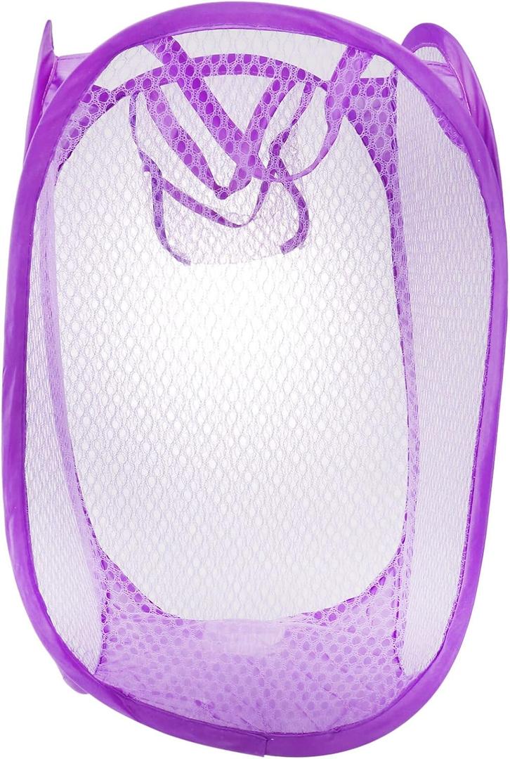 GALPADA Foldable Mesh Laundry Basket with Handles and Side Pocket Portable Pop-up Laundry Hamper for College Dorms Small Apartments and Travel