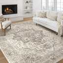 Area Rugs 9x12 Living Room: Washable Vintage Light Brown Rug