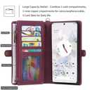 Simicoo Pixel 8 Pro Wallet case, Pixel 8 Pro Flip Leather case Card Slots Holder Zipper Purse Detachable Magnetic Cover Hand Strap Cash Pocket Pouch Wallet for Woman Man (Red)