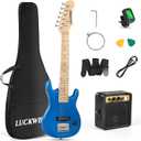 30 Inch Kids Electric Guitar Beginner Kits ST Style Mini Electric Guitar for Boys GirlsElectric guitar Starter Kit w/ 5W Amplifier, Strap, Gig Bag, Strings, tunerstringsPicks Blue