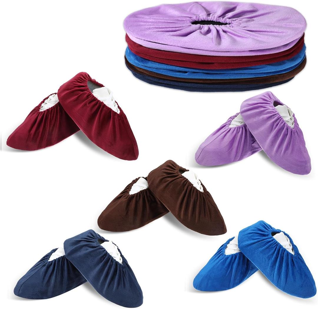5 Pairs Non-slip Reusable Shoe Covers for Indoors, Multicolor Thickened Flannel Shoe Protector Cover Safety Walking Boot Cover Universal Washable Foot Shoes Covers for Office Laboratory Households