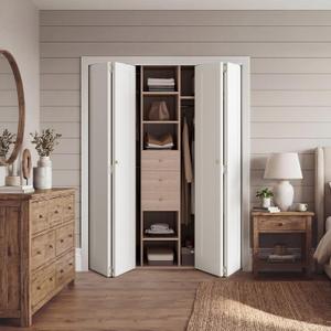 SMARTSTANDARD Bifold Closet Door for 64" x 80" Opening,1-Panel Bi-fold Door
