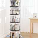 5 Tier Rotating Bookshelf Tower Round Black,62”Tall Standing Spinning Bookshelf Tower Anti-Tipping Design,Metal & Wood Revolving Bookcase Stackable Space Saving for Small Spaces,Study,Living Room