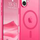 SUPFINE Magnetic for iPhone 16 Case (Compatible with MagSafe) (Military Grade Drop Protection) Slim Translucent Matte Shockproof with Anti-Fingerprint Phone Case,Hot Pink