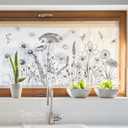 SHUCHING Black Flower Wall Sticker Peel and Stick, Vinyl Garden Floral Wall Decal, Wall Decor Art for Girl Living Room Bedroom Window