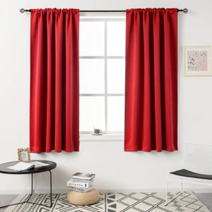 DUALIFE Red Blackout Curtains for Bedroom - 54 Inch Length Rod Pocket Energy Saving Thermal Insulated Room Darkening Noise Reducing Curtains for Living Room Set of 2 Panels (Red 42x54)