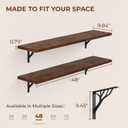 foxsky 48 Inch Solid Wood Walnut Floating Shelves for Wall 10" Deep, 48 inch 2 tier