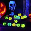 48 Pcs Halloween Mini Resin Pumpkin Bulk Miniature Glow in The Dark Pumpkin Decoration Tiny Resin Figurines Luminous Table Decor for Halloween Party Cake Decoration Home Craft DIY Gift