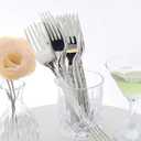 Supernal 300pcs Silver Plastic Forks,Premium Disposable Forks Polished,Special Hammered Design,Perfect for Big Party,Wedding and Any Catering Events,Perfect for Birthday,Party,Wedding