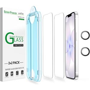 amFilm Auto-Alignment OneTouch for iPhone 17e [6.1''] Screen Protector + Camera Lens Protector, Tempered Glass, 30 Seconds Installation, Bubble Free, Case Friendly, Anti-Scratch 2 Pack
