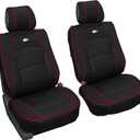 FH Group Front Set Faux Leather Car Seat Cushions - 2 Pack Seat Covers for Cars Trucks, SUV, Waterproof Car Seat Cover, Universal Fit, Black Red Trim