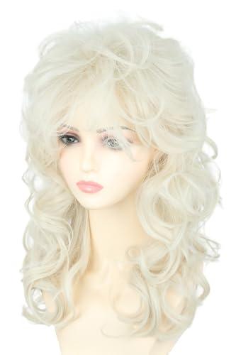 LeMarnia Women's Wigs 70s 80s Fashion Singer Wigs Platinum Blonde Long Curly Beehive Wigs for Halloween Costume Party Wig
