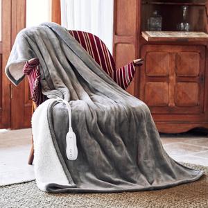 Heated Blanket 50''x60''-Soft and Comfortable Electric Throw,5 Heat Settings and 3H Auto Shut-Off Heating Blanket ETL&FCC Certification Machine Washable (Light Grey)