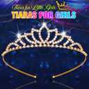 Kilshye Girls Princess Tiara Gold Rhinestone Tiaras Crystal Hair Accessories for Birthday (Gold)