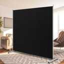 RANTILA Single Large Panel Room Divider, Privacy Screen for Office, Partition Separators, Freestanding Divider 71''W x 71''H, Black