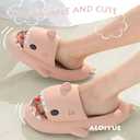 Shark Slides Thickness Upgrade Summer Cute Cartoon Shark Slippers for Women Men Non-Slip Open Toe Lightweight Sole Sandals Casual Unisex Beach Shoes (11-11.5 Women/9-9.5 Men, Pink)