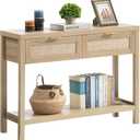 SICOTAS Rattan Console Table for Entryway - Boho Entryway Table with Storage and Drawers, Small Entry Tables for Hallway Behind Couch Table Sofa Table, 1 Piece