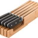 Bamboo Knife Block and In-Drawer Storage, Display Stand and Organizer, In-Drawer Knife Drawer Organizer(Knives Not Included)