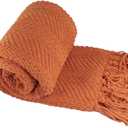 Home Soft Things Throw Blanket Knitted Tweed Throw 50'' x 60'', Rust, Super Soft Cozy Warm Comfortable Breathable Throw for Living Room Chair Couch Bed Sofa Bedroom Home Décor