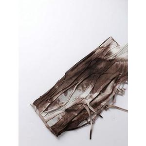 Women's 2 Piece Outfits Y2k Tie Dye Ruched Crop Tube Tops and Skirt Set Brown S