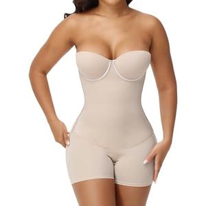 SHAPESHE Strapless Shapewear for Women Lace-up Body Shper Backless Shpewear Bodysuit Butt Lifter Small