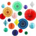 20Pcs Multi-Color Paper Honeycomb Balls Decoration Kit for Candy Bar Birthday Party Decor Retro-Rainbow Colourful Baby Bridal Shower Wedding Supplies Home Club Bar Decoration Easter Summer (Rainbow)
