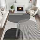 9x12 Large Area Rug for Living Room Boho Rug Bohemian Rugs Machine Washable Modern Geometric Rug Non Slip Printed Low Pile Indoor Floor Carpet for Dining Room Bedroom Office,Grey and Black