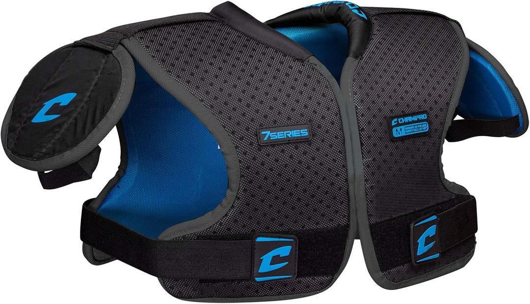 Champro 7-Series Football Shoulder Pad (Small, BLACK, BLUE)