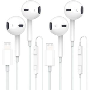 Apple Headphones 2 Pack Wired Earbuds with Built-in Microphone & Volume Control Nosie Reduction Earphones Compatible with iPhone 14/13/12/11/XR/XS/X/8/7/SE/Pro/Pro Max, Support All iOS System