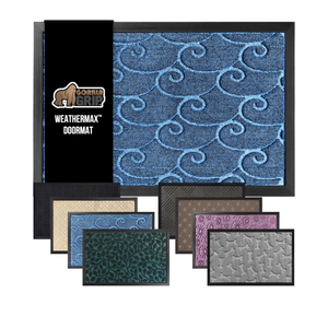 GORILLA GRIP 100% Waterproof All-Season WeatherMax Doormat, 47x35, Durable Natural Rubber, Stain and Fade Resistant, Low Profile, Indoor Outdoor Doormats, Easy Clean Patio Entry Mat, Ocean Blue Waves
