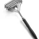 SUNRISE High Grade Stainless Steel BBQ Grill Brush with Scraper, Bristle Free, Extra Strong 3 Rows Brush Head, Bristle Free Design