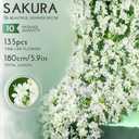 YRIOWMI 10PCS 59FT Artificial Silk Cherry Blossom Garland, Hanging Sakura Flower Vines for Wedding Party Home Arch Office Sakura Decor (White)