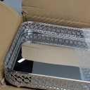 ELLDOO Perfume & Makeup Mirror Tray - Silver Metal Organizer for Dresser & Bathroom Countertop, Hollow-Carved Design Jewelry Storage Large Size 13.8" x 7.9"