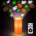 Baquler Halloween Projector Candle Ghost Projector Light Halloween Indoor Decoration Spooky Scary LED Flameless Candle Battery Operated Night Light with Remote and Timer Bedroom Home Decor Party Gift