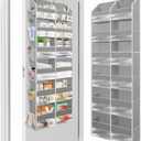 HOMELUX THEORY UPGRADED 6 Tiers Over The Door Organizer Hanging - 100D EXTRA THICK & 50lbs HUGE CAPACITY, 12 Side Mesh Pockets Over The Door Shoe Organizer, Hanging Closet Organizer (Light Gray, XL)