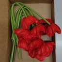 10PCS Red Artificial Poppy Flowers Fake PU Floral Stems Real Touch Silk Like Wedding Memorial Day Decor Bouquet Centerpieces Home Arrangements