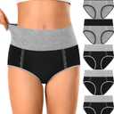 MISSWHO Cotton High Waisted Womens Underwear Soft Stretch Breathable Full Coverage Ladies Panties(Regular & Plus Size) (Gray, XL)