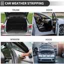 Motoforti Universal Car Weatherstrip Door Weather Stripping Edge Trim Seal Strip Self Adhesive Weather Seal Strip for Door, 16Ftx0.31", T-Shape, Plastic, Black