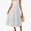 ZESICA Women's Summer Sleeveless Dress Casual Backless Loose Flowy Tiered Sundress Beach Cover up Tank Dresses, M