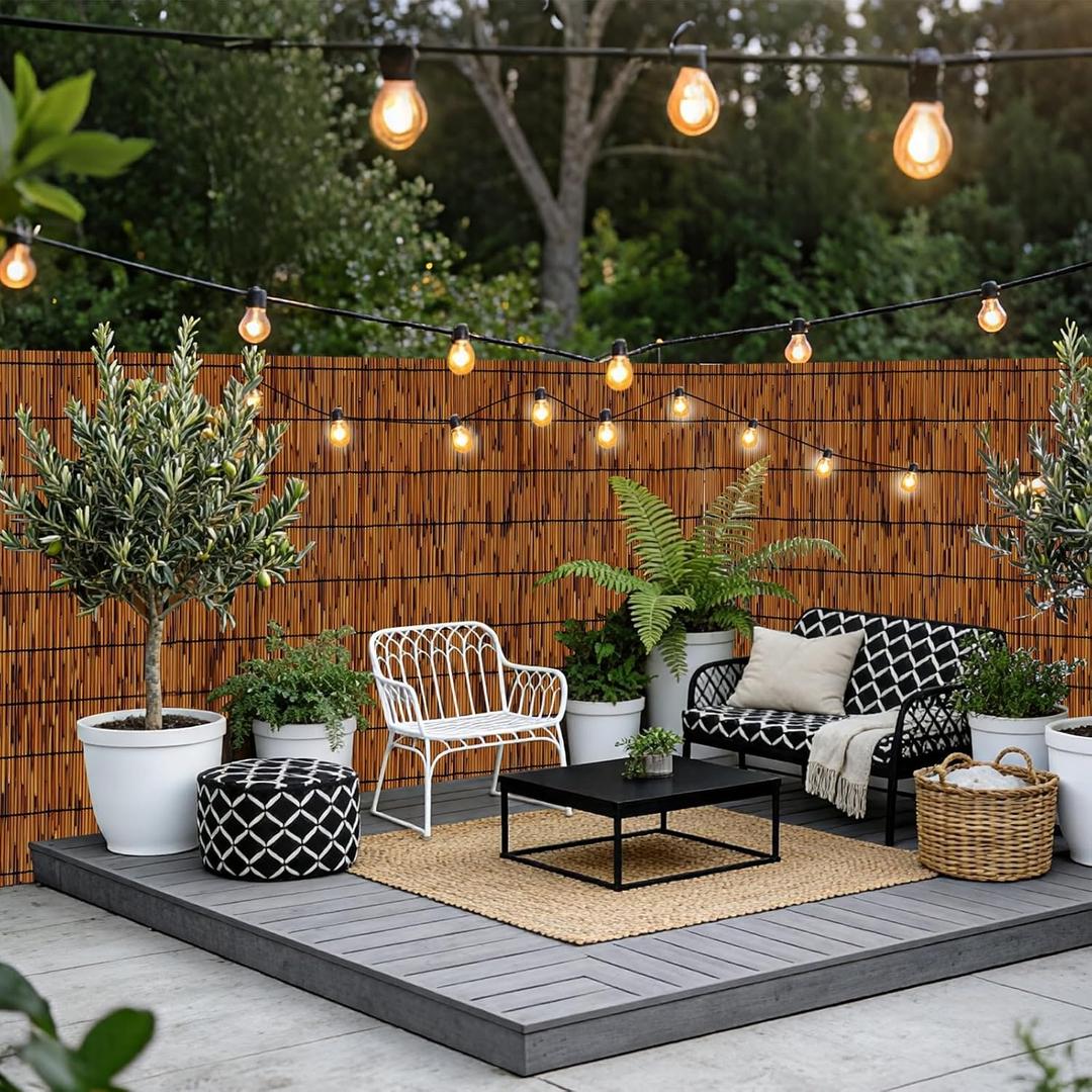 Bamboo Reed Fence Roll,Decorative Reed Fencing 4ft High Roll Reed Screen,Balcony Reed Fence Bamboo Screen Fencing for Outdoor Backyard Patio 4FT (Height) X 10FT(Length