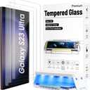 3 Pack Galaxy S23 Ultra Screen Protector Tempered Glass 3D Curved Edge 100% Fingerprint Unlocking, Scratch & Impact Protection HD Clear & Smooth Touch for Samsung S23 Ultra