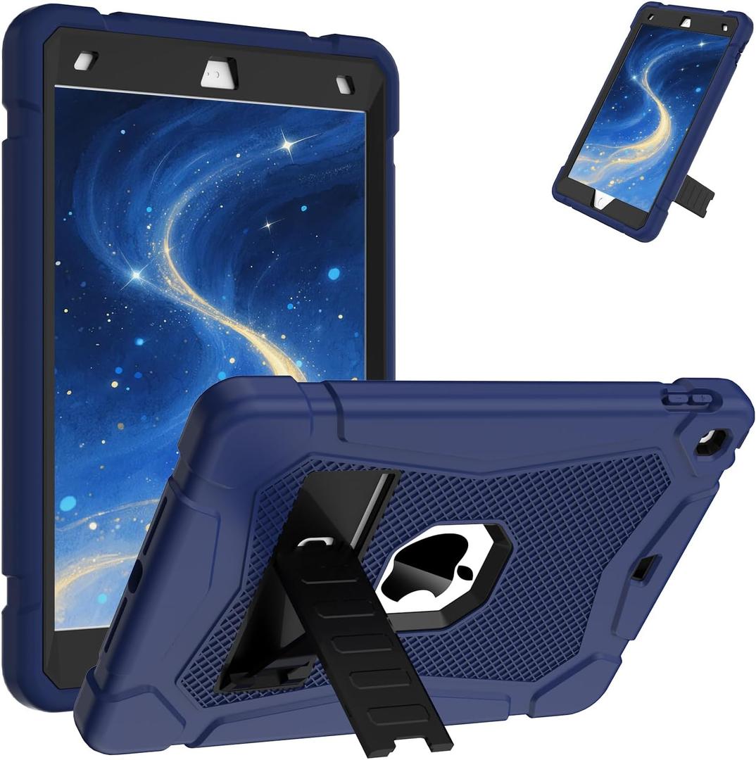 AVAWO Case for iPad 9th/8th/7th Generation(10.2 inch, 2021/2020/2019), Heavy Duty Military Grade Shockproof Protective Cover with Built-in Stand/Pencil Holder for i Pad 9/8/7 Gen, Navy Blue