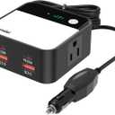 200W Car Plug in Charger Outlet DC 12V to AC 110V car Adapter for Plug Outlet, Portable Car Power inverters with Fast Charging Port for Vehicles, Car Outlet Adapter for Road Trip, Camping