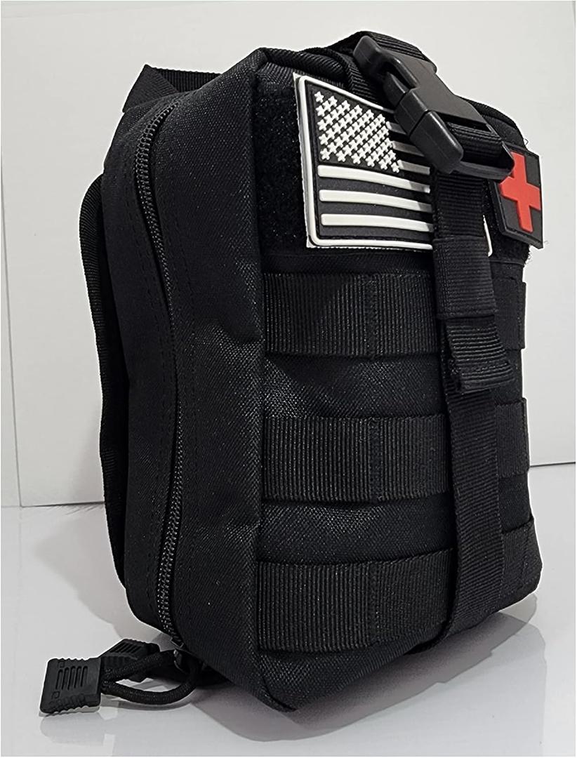 Individual First Aid/Trauma Kit in Modular Bag for Emergency and Preparedness (Single, Black)